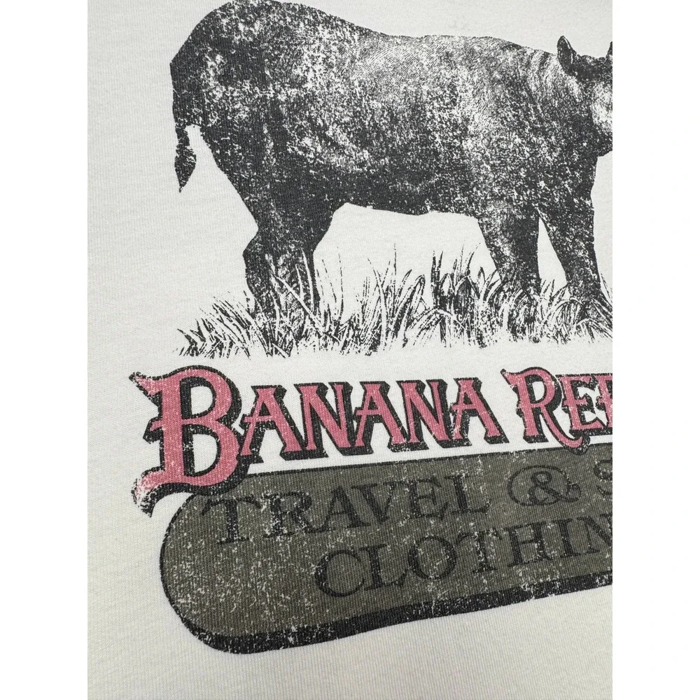 Y2K Banana Republic Safari Mens XL Pocket T-Shirt White Mill Valley CA Logo